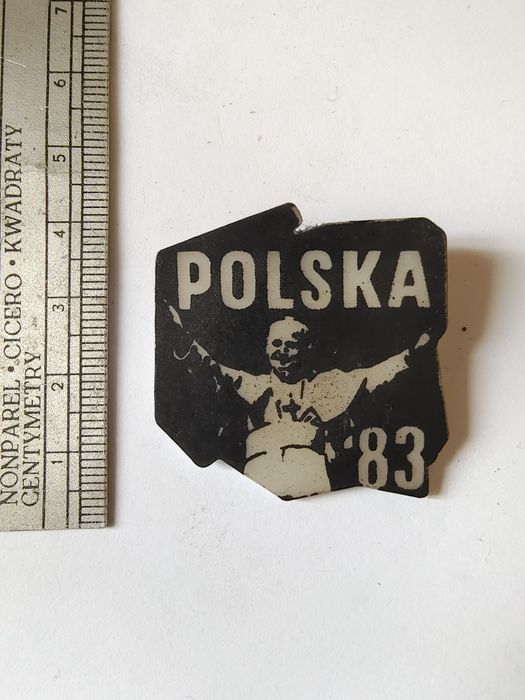 Jan Paweł II - pamiątkowa przypinka z pielgrzymki do PL 1983