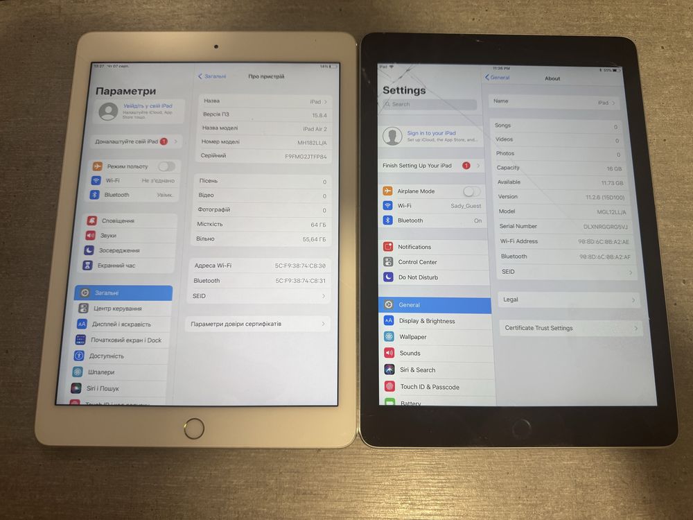 iPad Air 2. 16 гігабайт. Gold. Space Grey. Гарантія. З США