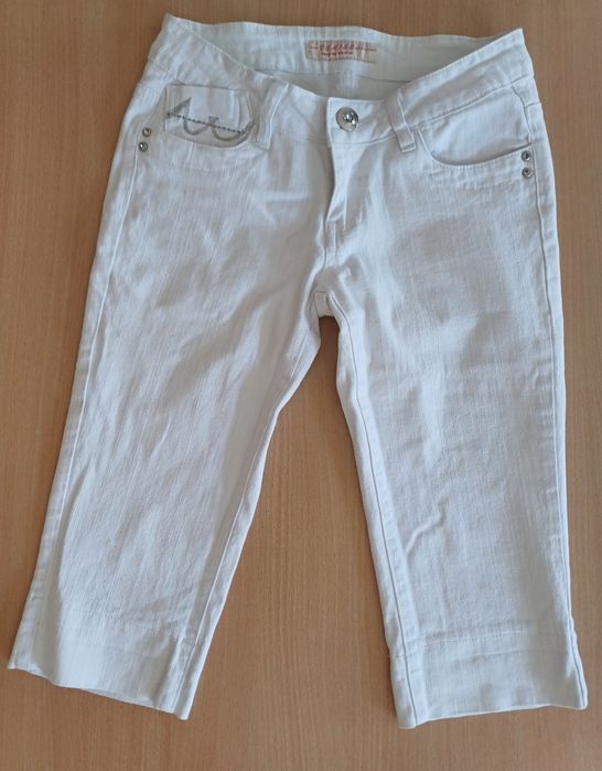 Białe spodnie Denim Us Miss rybaczki r. 36 długość 3/4 tube slim jeans