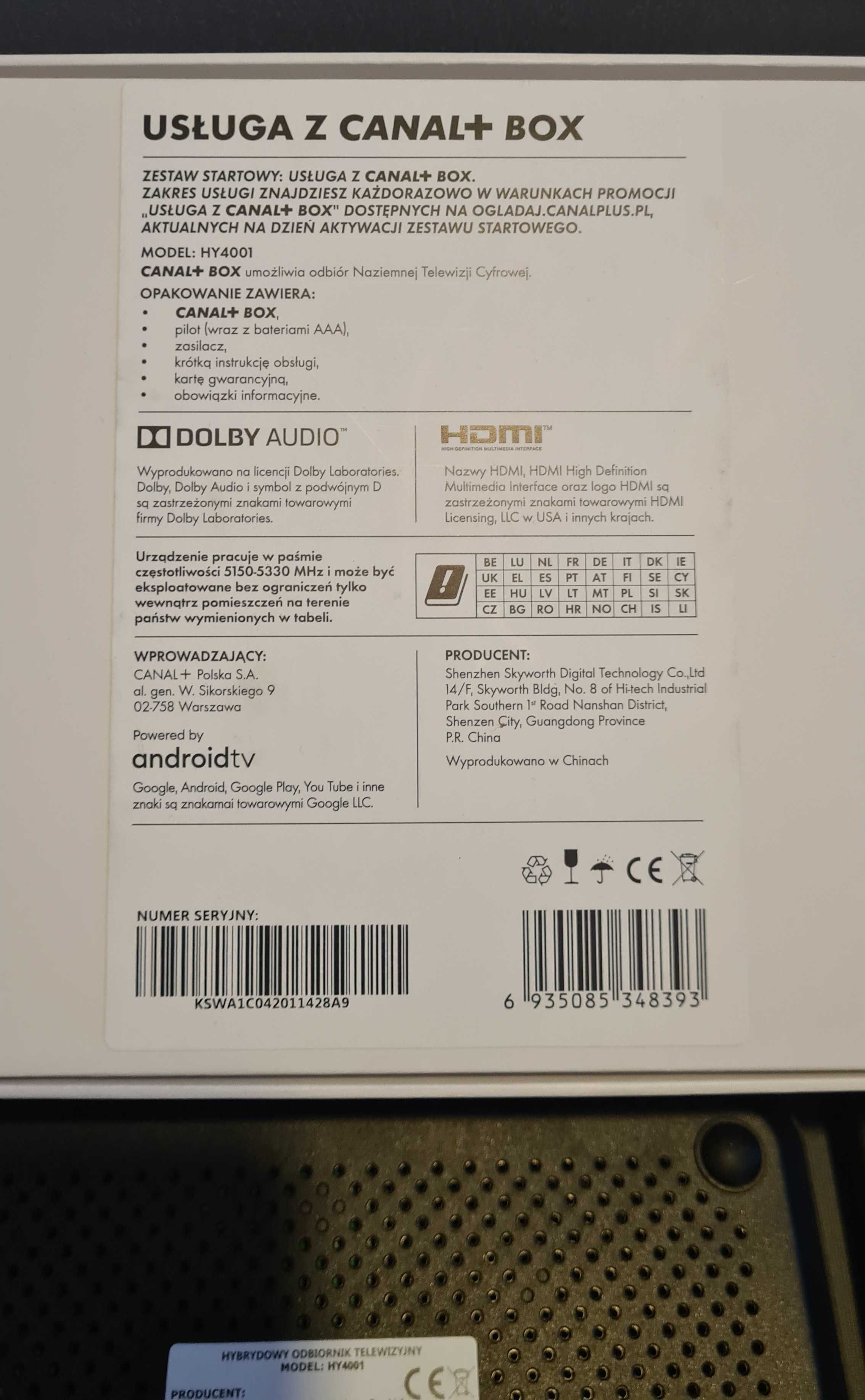 Dekoder hybrydowy Canal+ Online HY4001 - najlepszy Android TV Box
