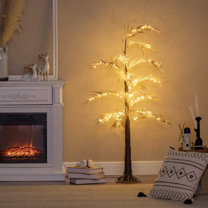 Árvore decorativa de Natal em dourado – palmeira com LED