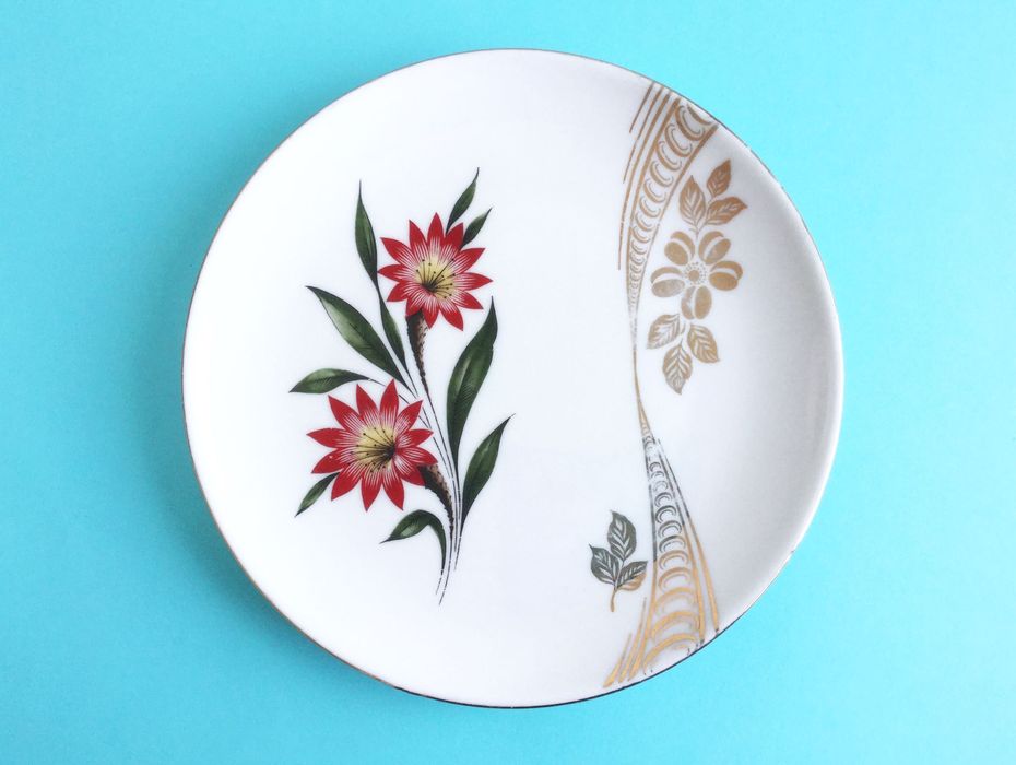 Conjunto de 4 Pratos Winterling, Alemanha / anos 40 / Padrão de flores