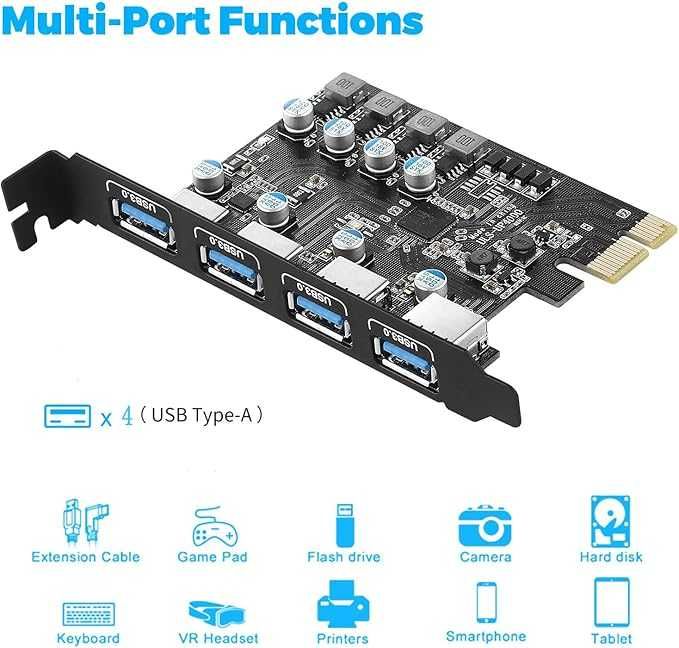 Karta PCIe USB 3.0/3.2 Gen1 Kompatybilna Z Windows XP i MAC