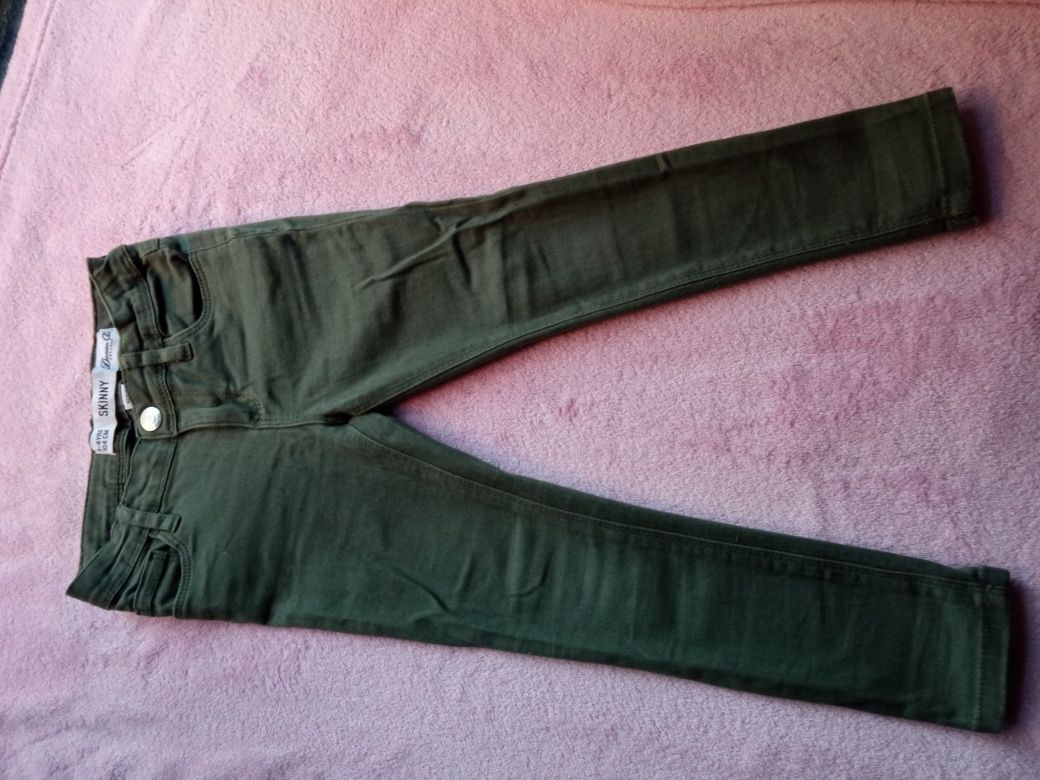 Spodnie jeans butelkowa zieleń skinny r. 104 nowe