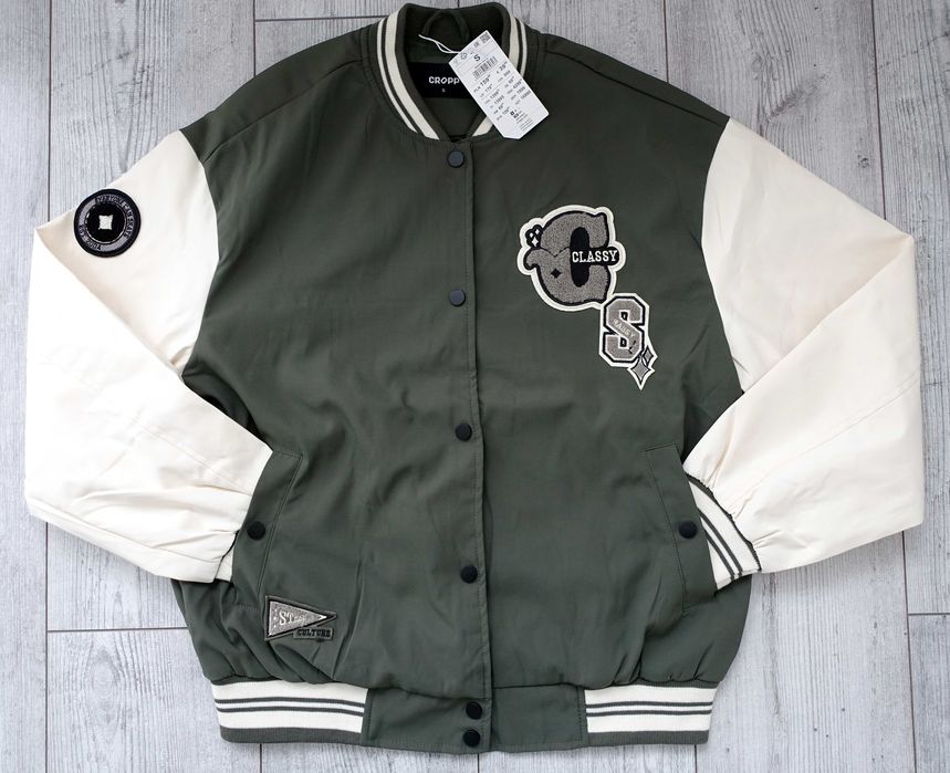 Oliwkowa kurtka bomber damska Cropp S nowa