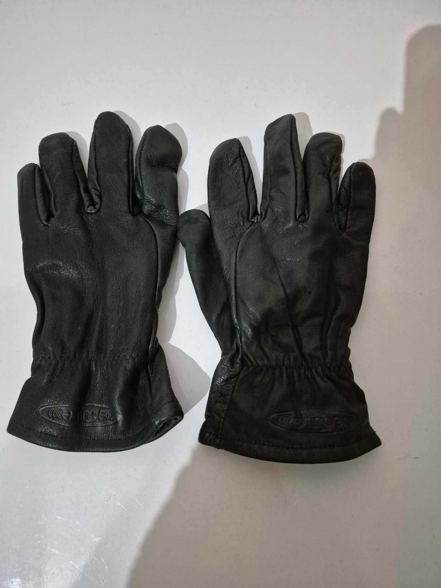 Czarne skórzane rękawice damskie Five Fingers  r. 7