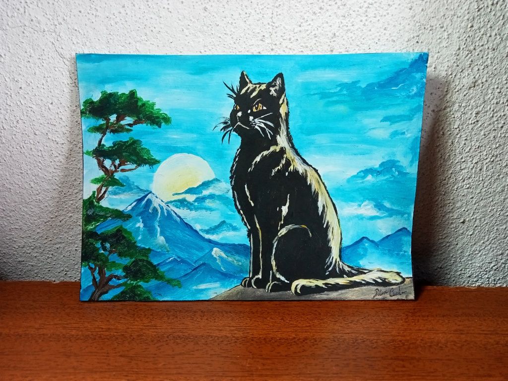 Pintura a acrílico gato
