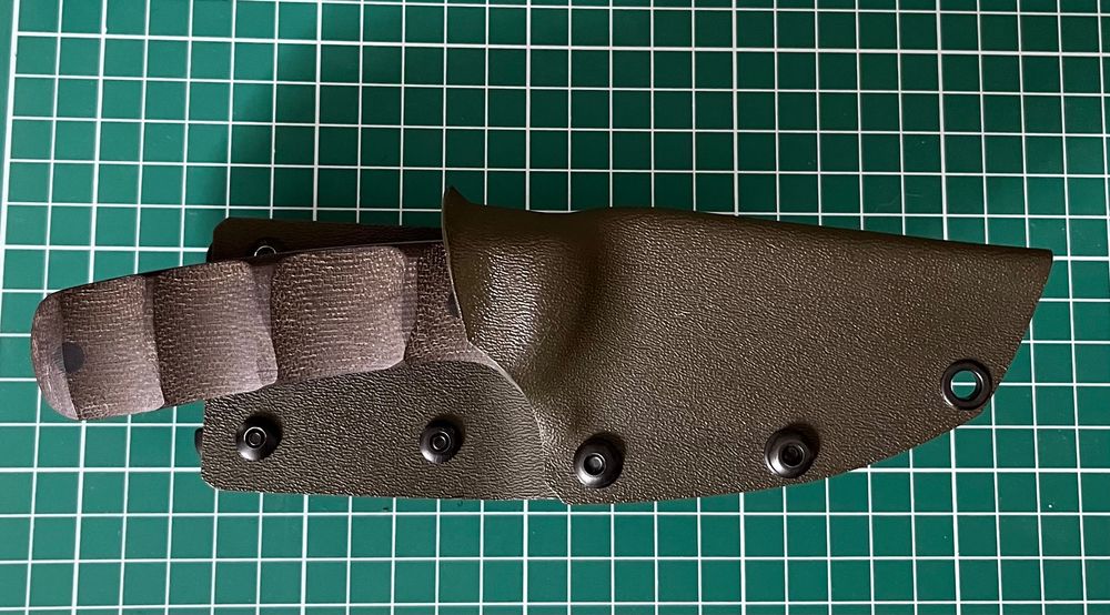 Custom Nóż Bushcraft Full-Tang "M" Micarta Kydex - Używany, W TEREN