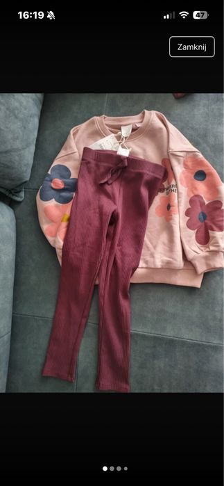 Dwa noww komplety zara 116 bluza i getry