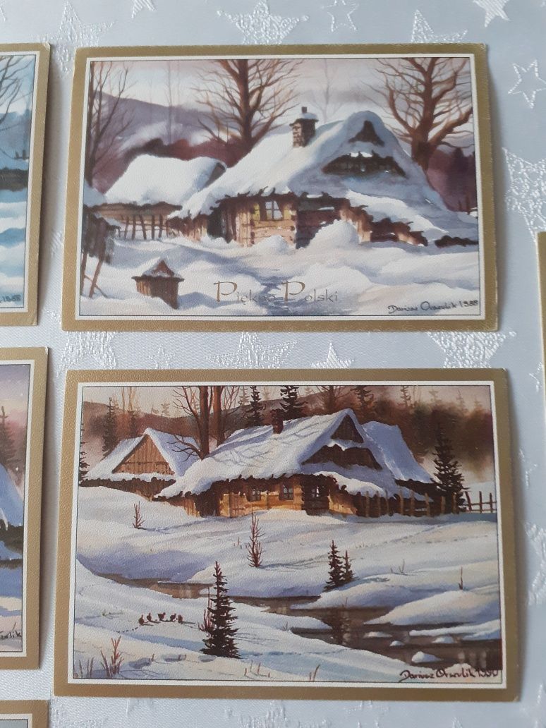 Pocztówki  akwarele Dariusza Orszulika lata 90 kolekcjonerskie
