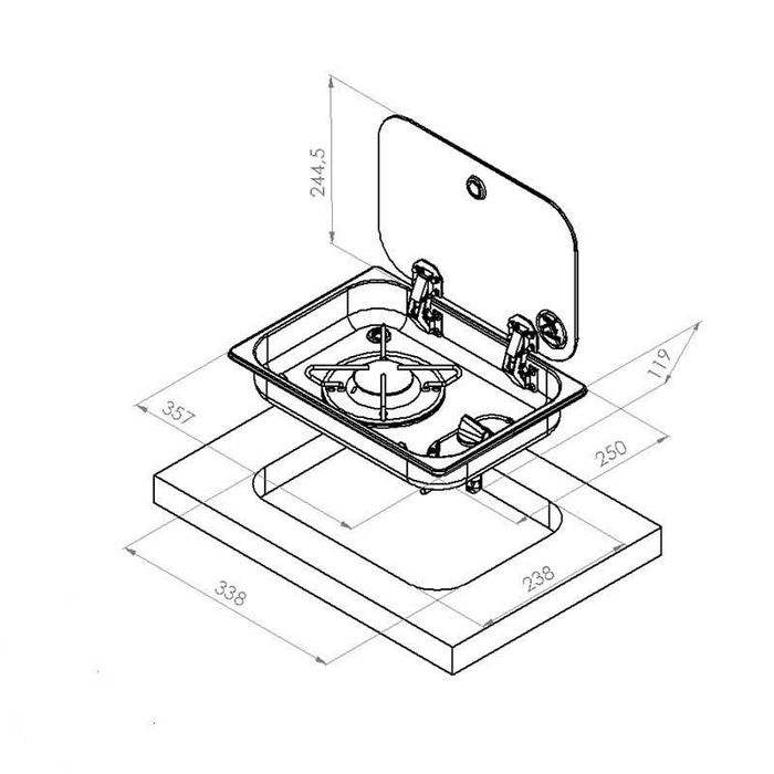 Fogão de encastrar com 1 queimadores (Autocaravana / Campervan)