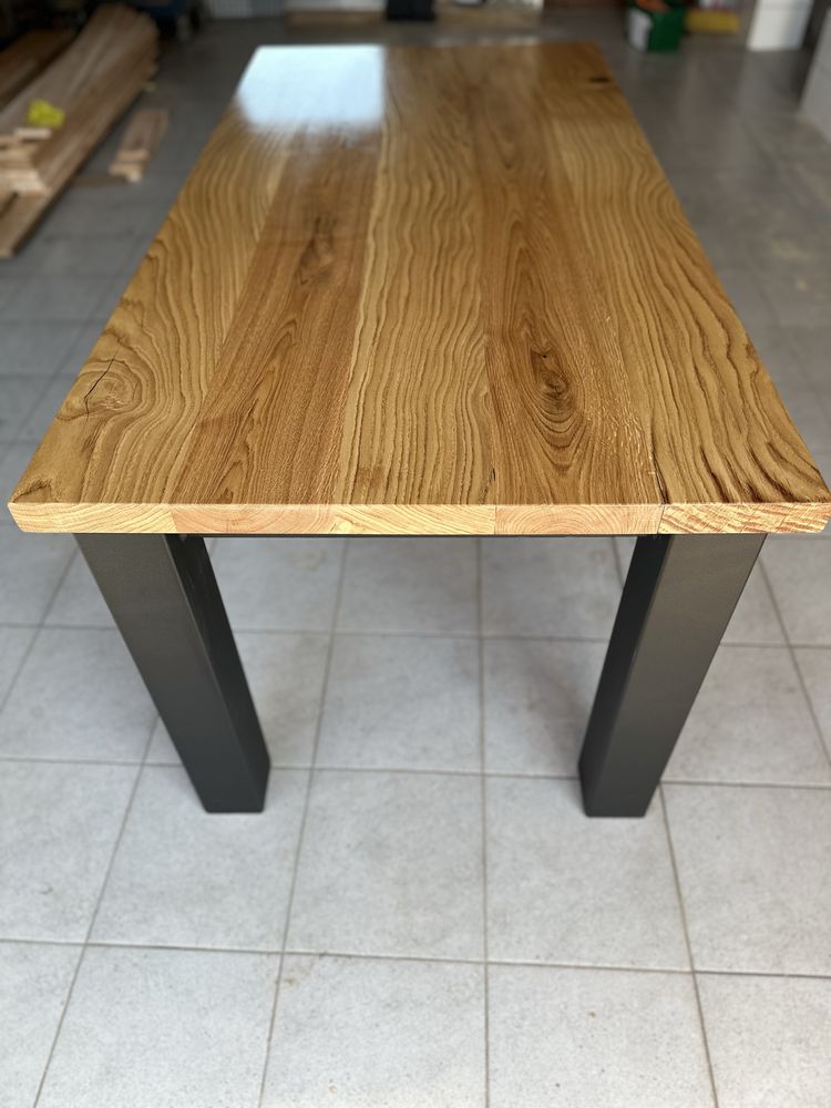 OKAZJA Nowy stół lity dębowy 160x80 cm metalowe nogi loft industrial