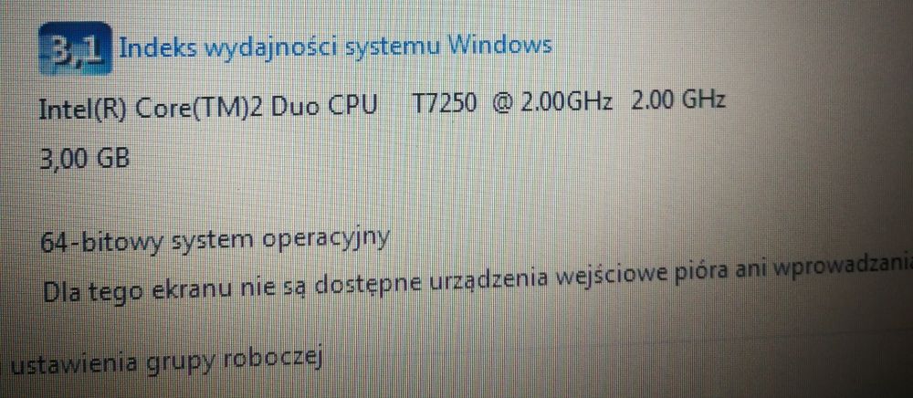 Komputer laptop dell d630 intel core 2 duo t7250 3gb ram diagnostyka