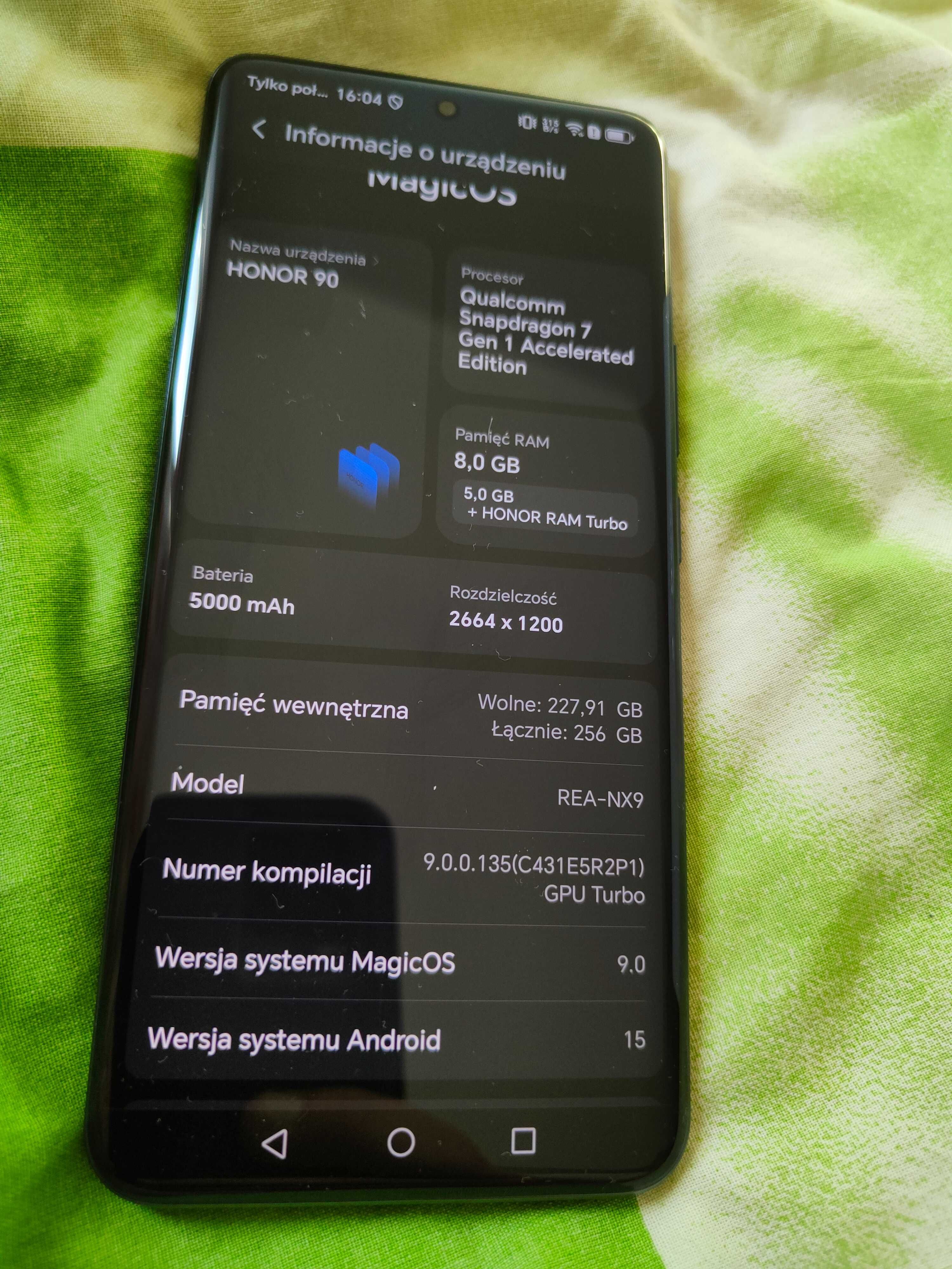 Honor 90 stan idealny euro rtv 256GB Snapdragon AMOLED 120Hz Gw 04.26