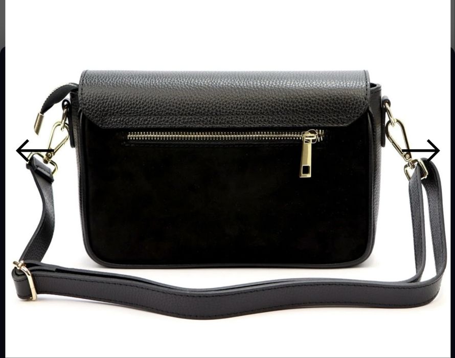 Сумка клатч шкіряна чорна Італійська жіноча сумка крос боді замш
