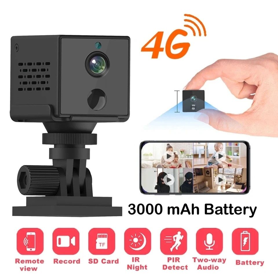 Мини 4g(sim) камера видеонаблюдения 5 мп с акумулятором 3000 mah.
