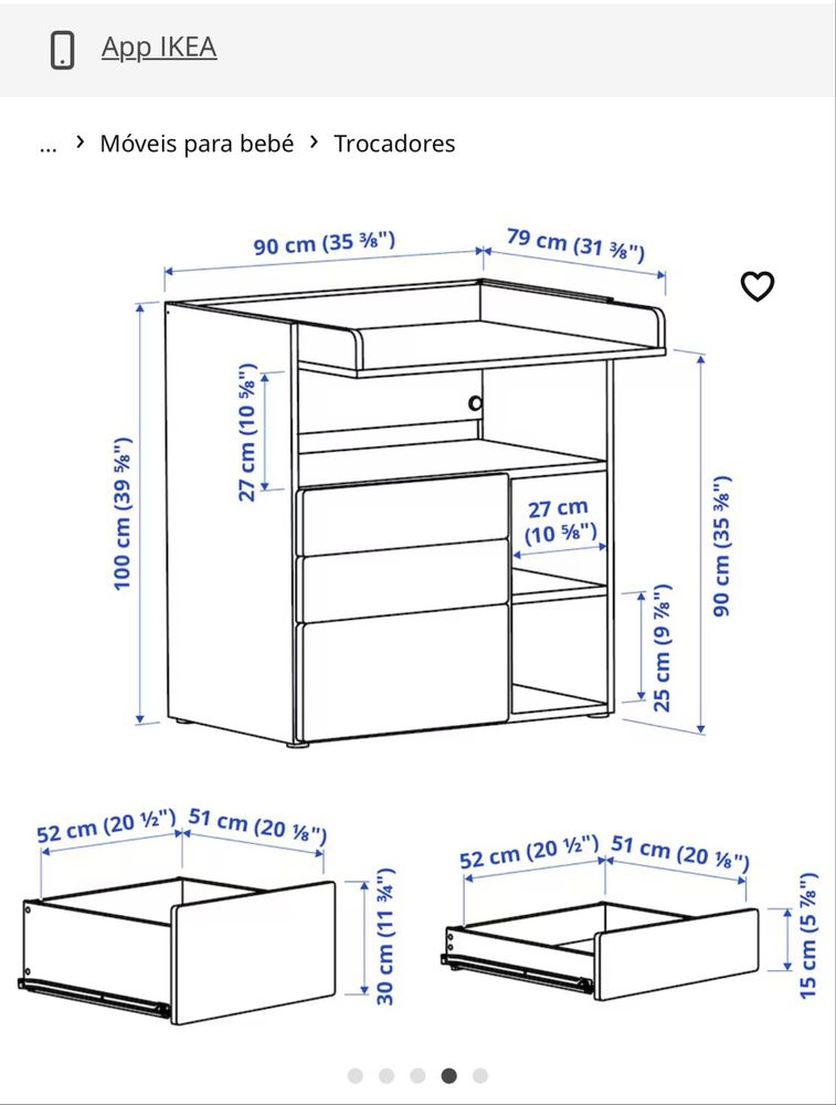 Comoda muda fraldas Ikea SMASTAD