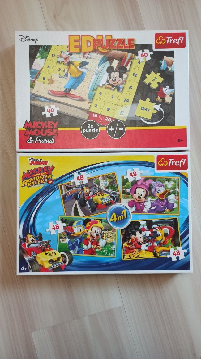 Trefl puzzle 2w1 4w1 Disney Mickey minnie Donald rajdowcy