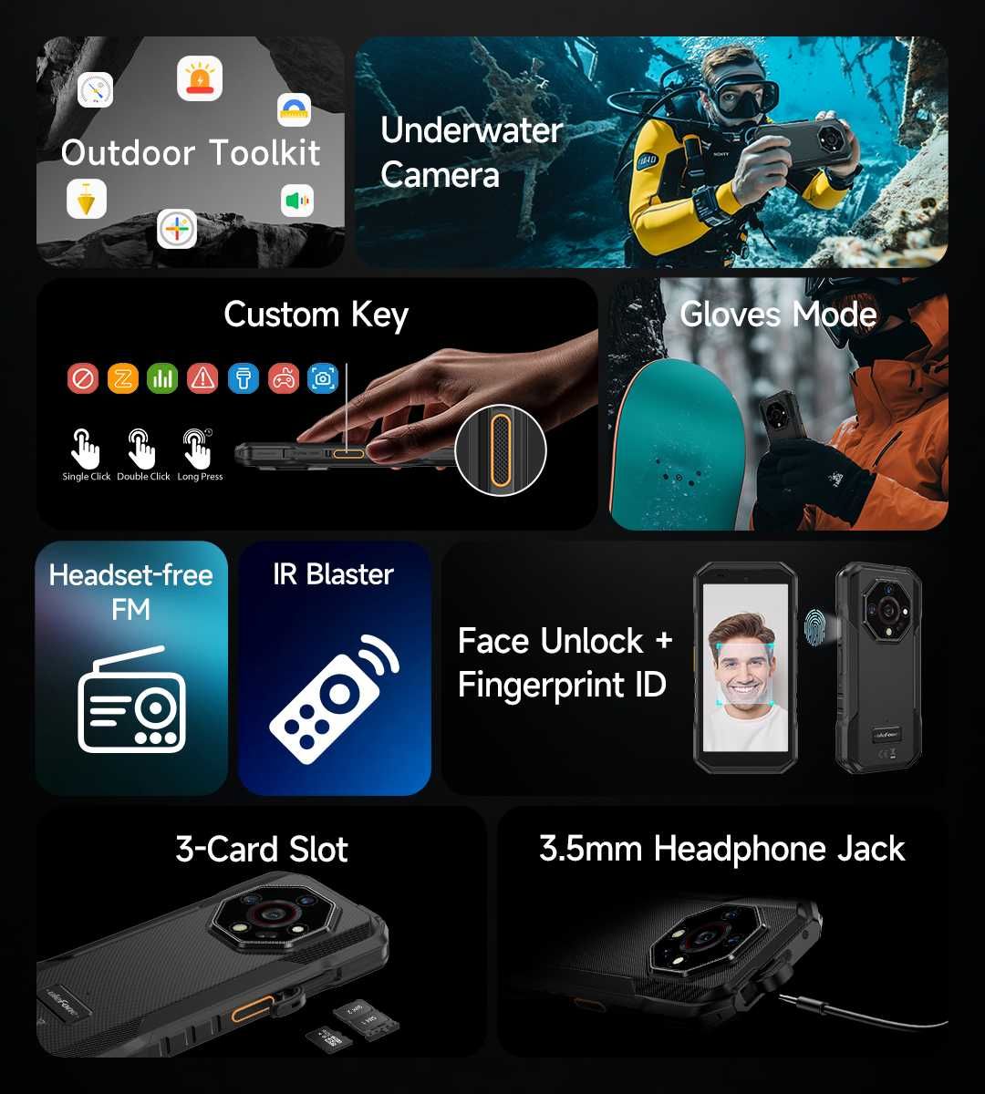 UleFone Armor X32, 12/128Gb, 48/20NV/16Mp 5500мАч 5,65" фонарь 120 люм