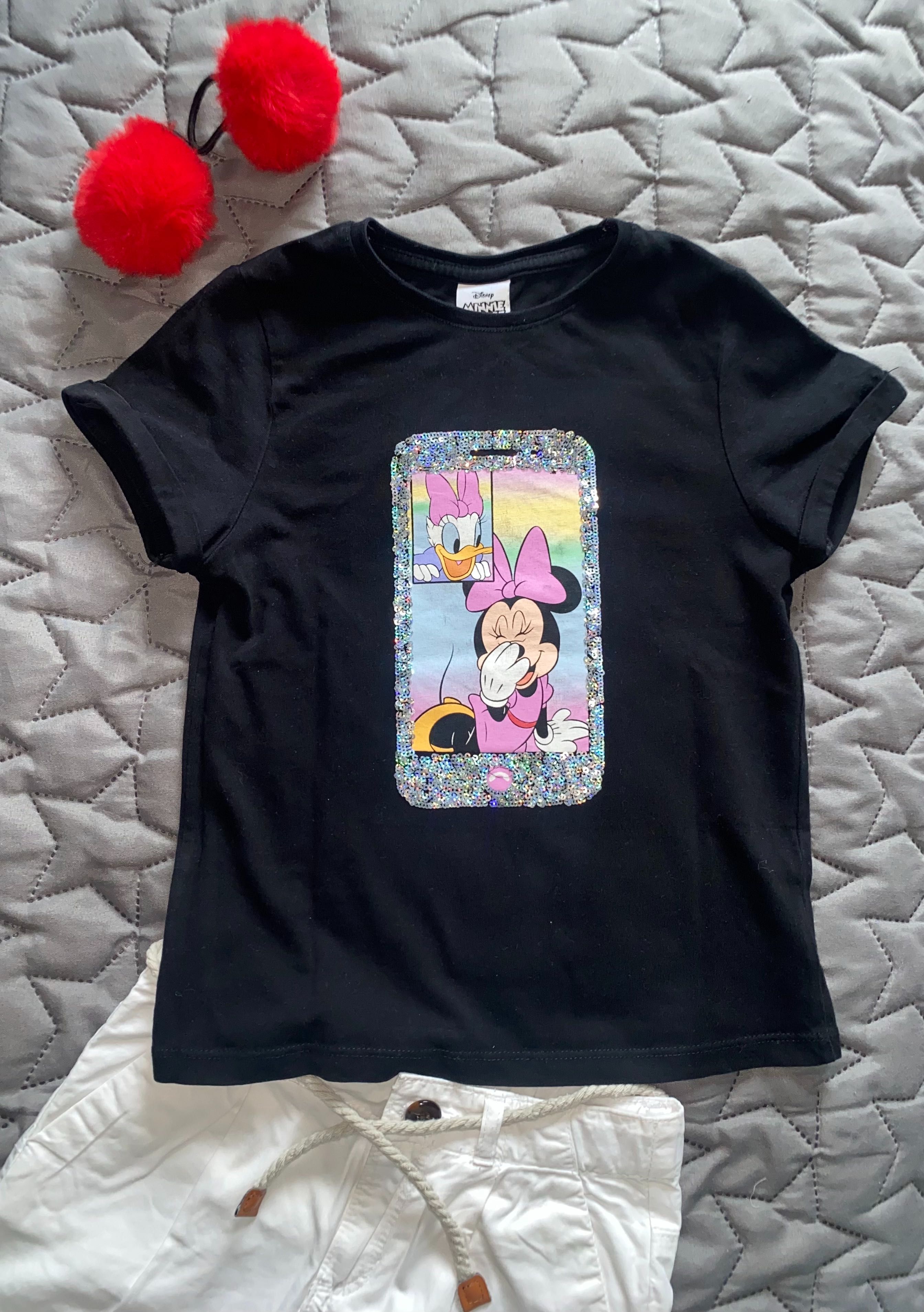 Koszulka t-shirt Minnie Mouse cekiny telefon komórkowy 5-6 lat