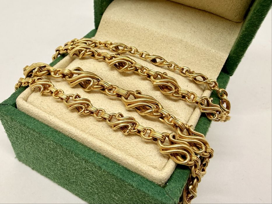 Złoty łańcuszek z początku XX wieku - 585 - PIĘKNY- STAN IDEALNY