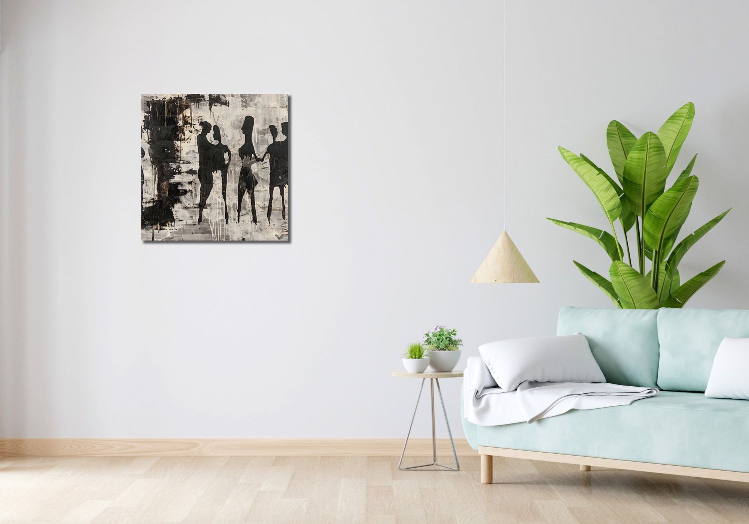 Obraz 60x60cm Szarzy Ludzie