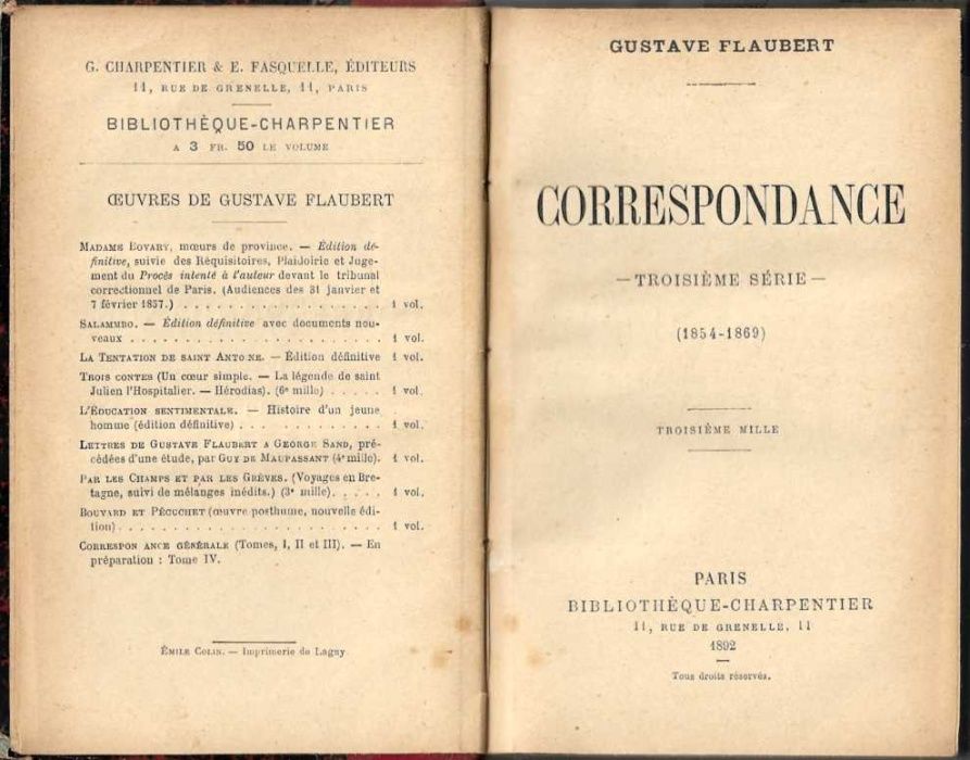 Correspondance – Troisième série (1854.1869) Gustave Flaubert