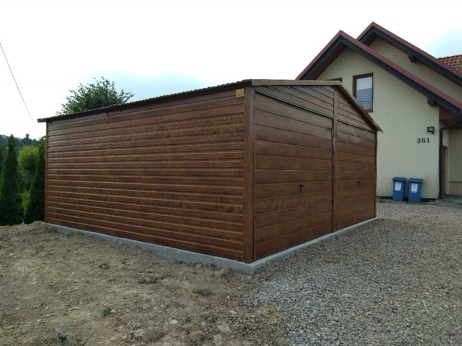PROMOCJA ! Garaż blaszany 6x6, blaszak drewnopodobny, profil ocynk