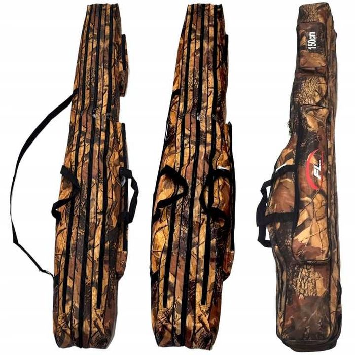 NOWY pokrowiec na wędki FL 150 cm 3-komory wytrzymały torba na ryby