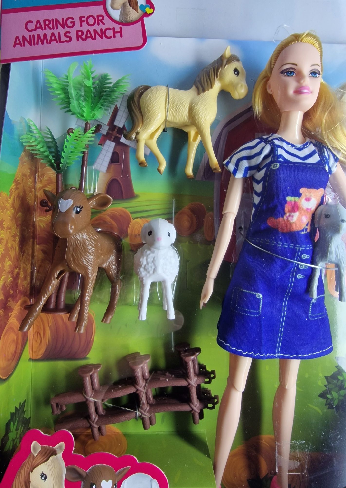 Lalka farmerka jak barbie laleczka że zwierzakami