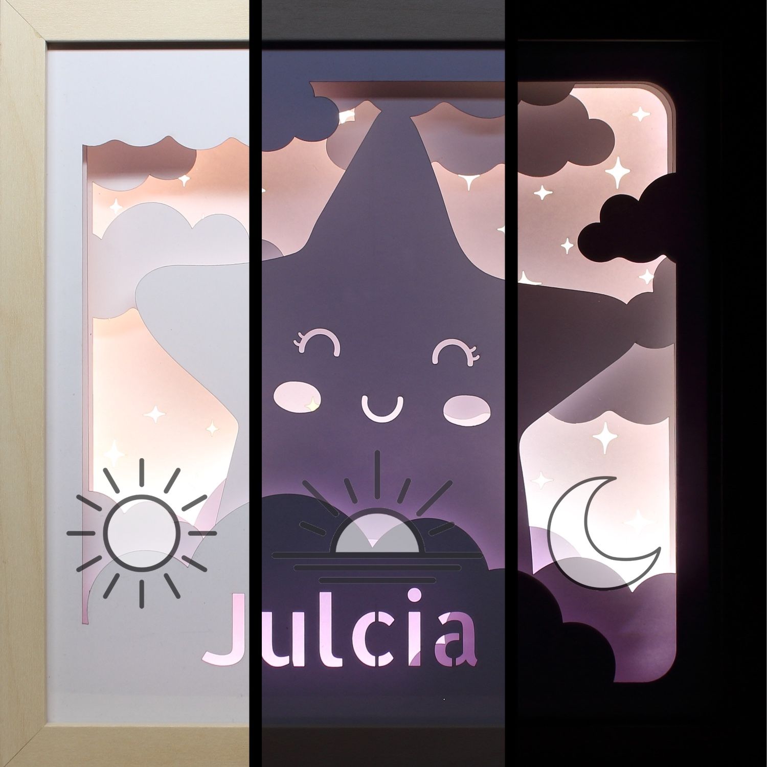Lampka Nocna Ramka 3D Shadow Box LED Gwiazdka