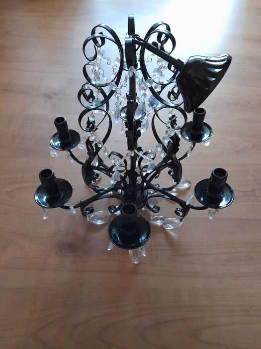 Candeeiro  de teto em ferro preto Lustre de 6 lâmpadas usado