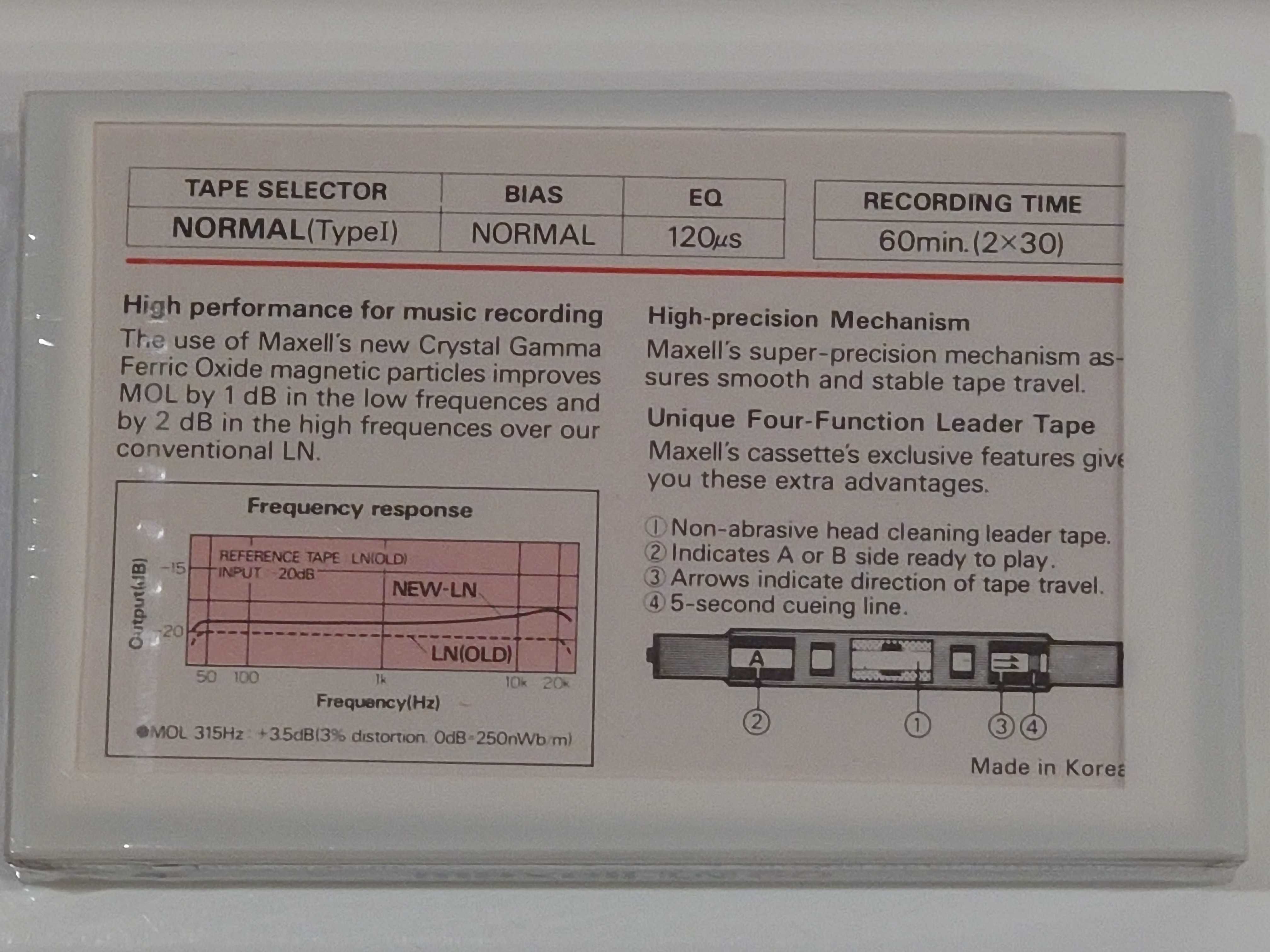 Maxell LN 60 lata 1982/84 - PRZEŹROCZYSTA KASETA - RZADKOŚĆ !!