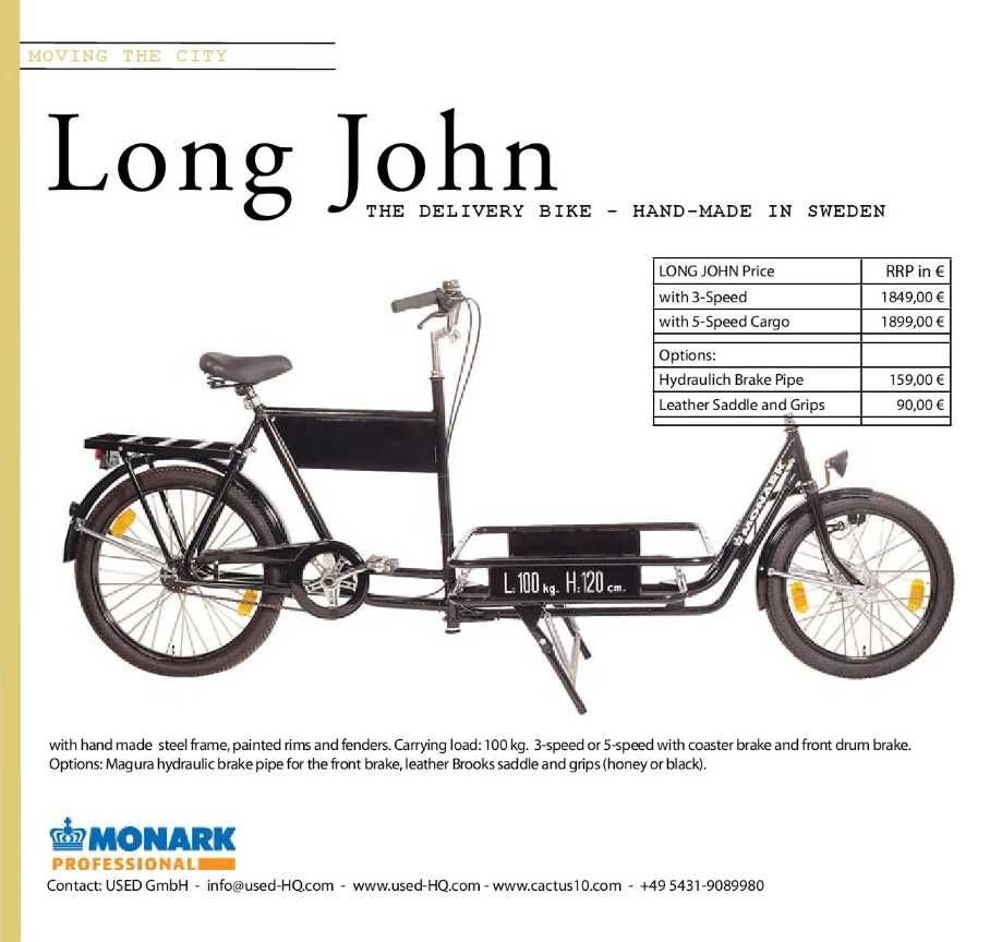 cargo bike Long John marki Monark - cargobike