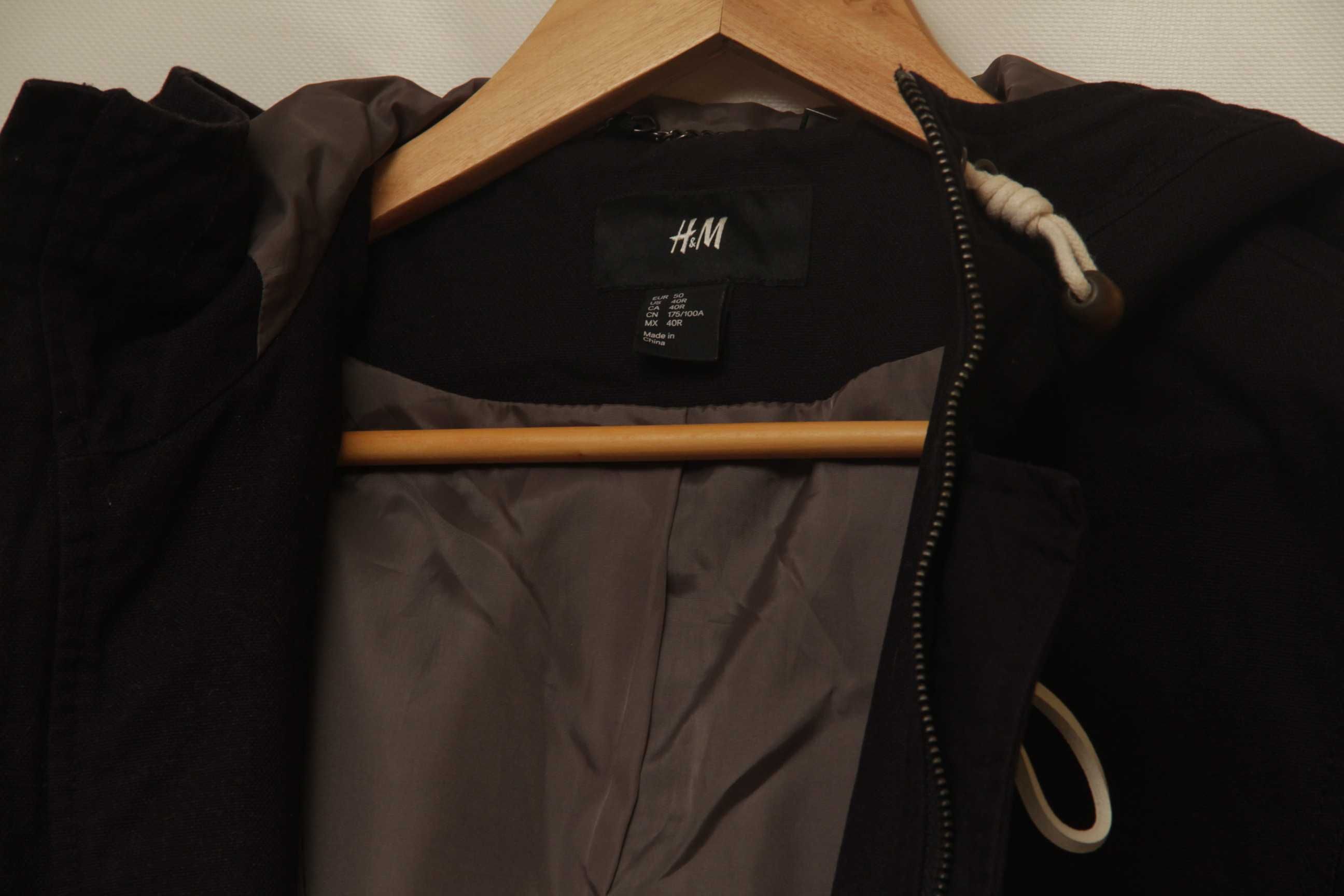 H&M Duffle coat black рр 50 M пальто из хлопка