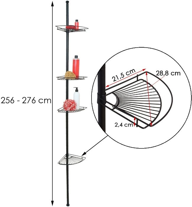 Półka teleskopowa do łazienki SCOPIC BLK