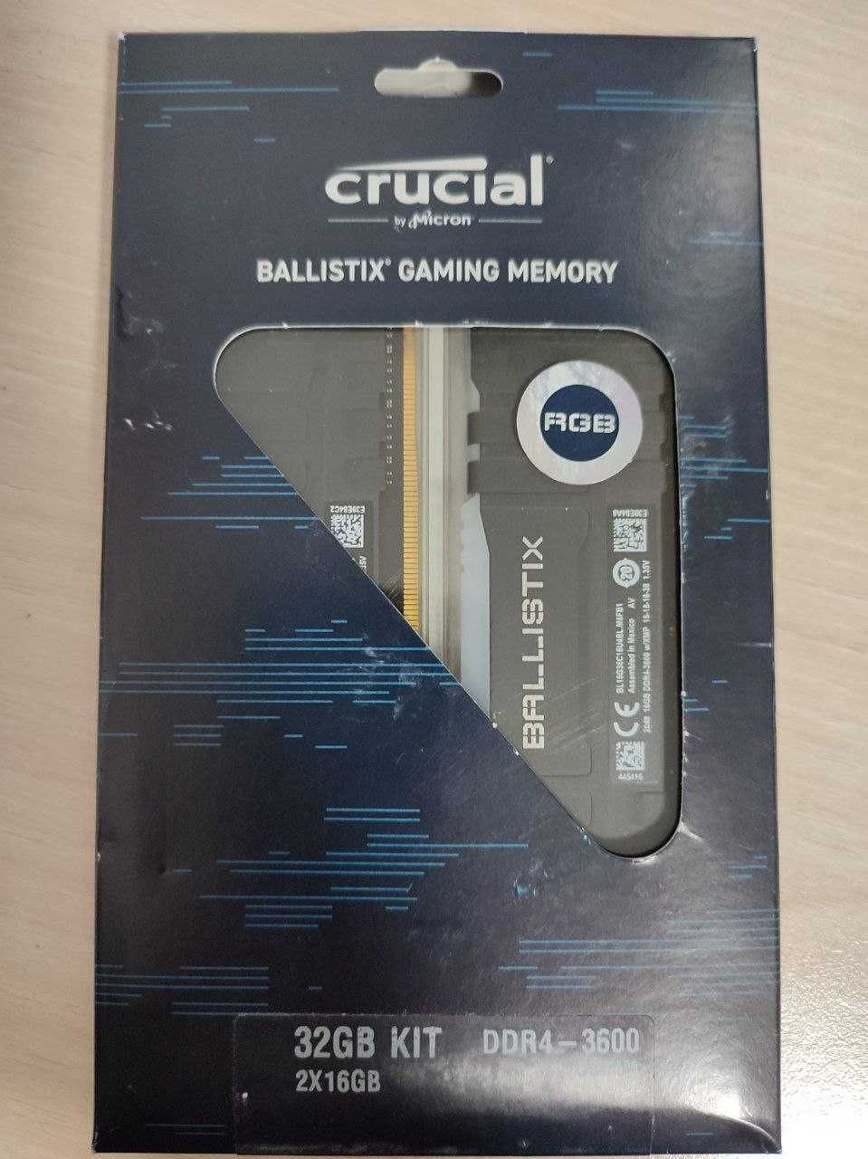 ОЗУ Crucial Ballistix DDR-3600-CL16 32GB RGB (BL2K16G36C16U4BL)