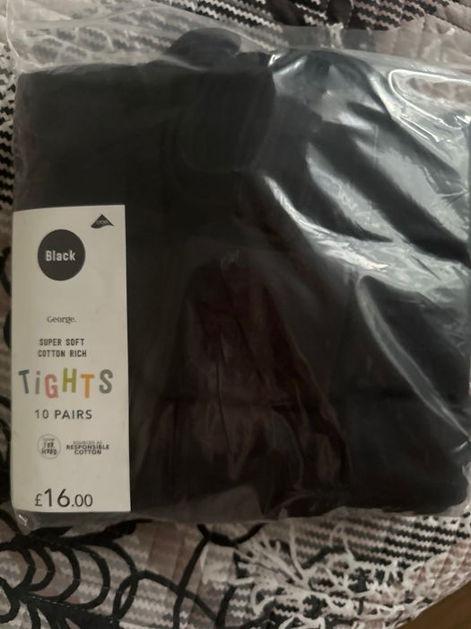 Колготи гетри шкарпетки чорні білі махрові капрон George 7-12