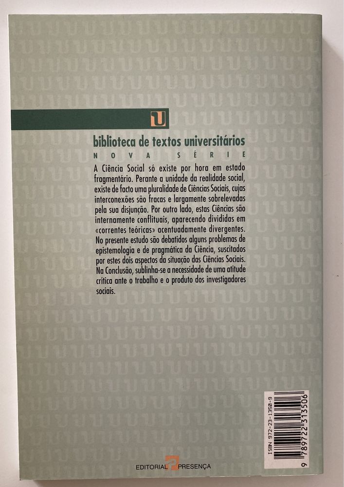 Questōes Preliminares Sobre as Ciências Sociais, de A. Sedas Nunes