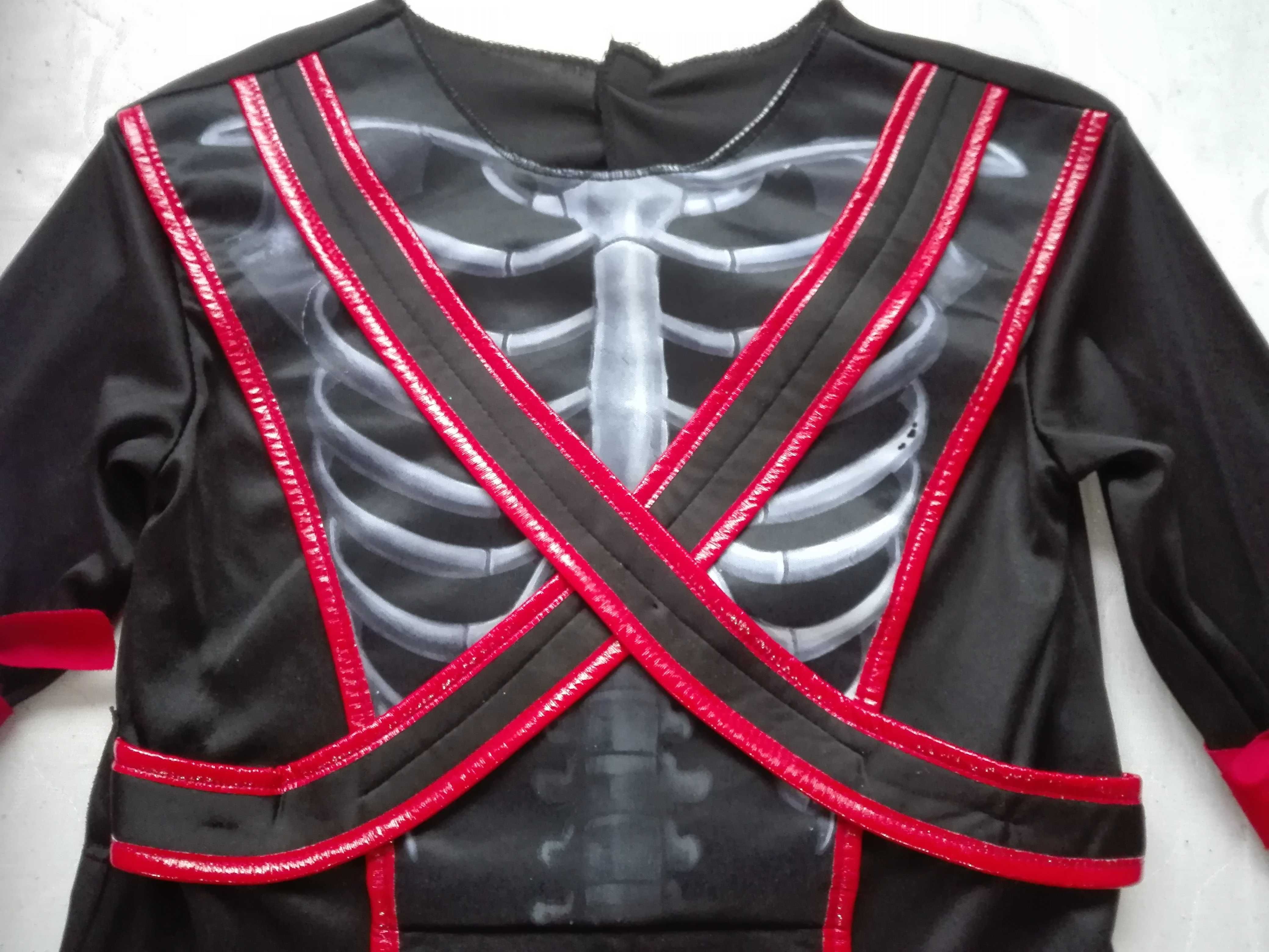 strój Ninja Wojownik, Halloween 140, 9-10 lat, szkielet, jak nowy