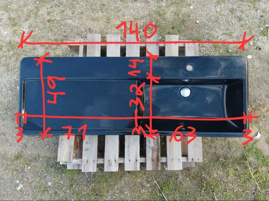 Lavatório de Pousar Preto 140 x 49 cm