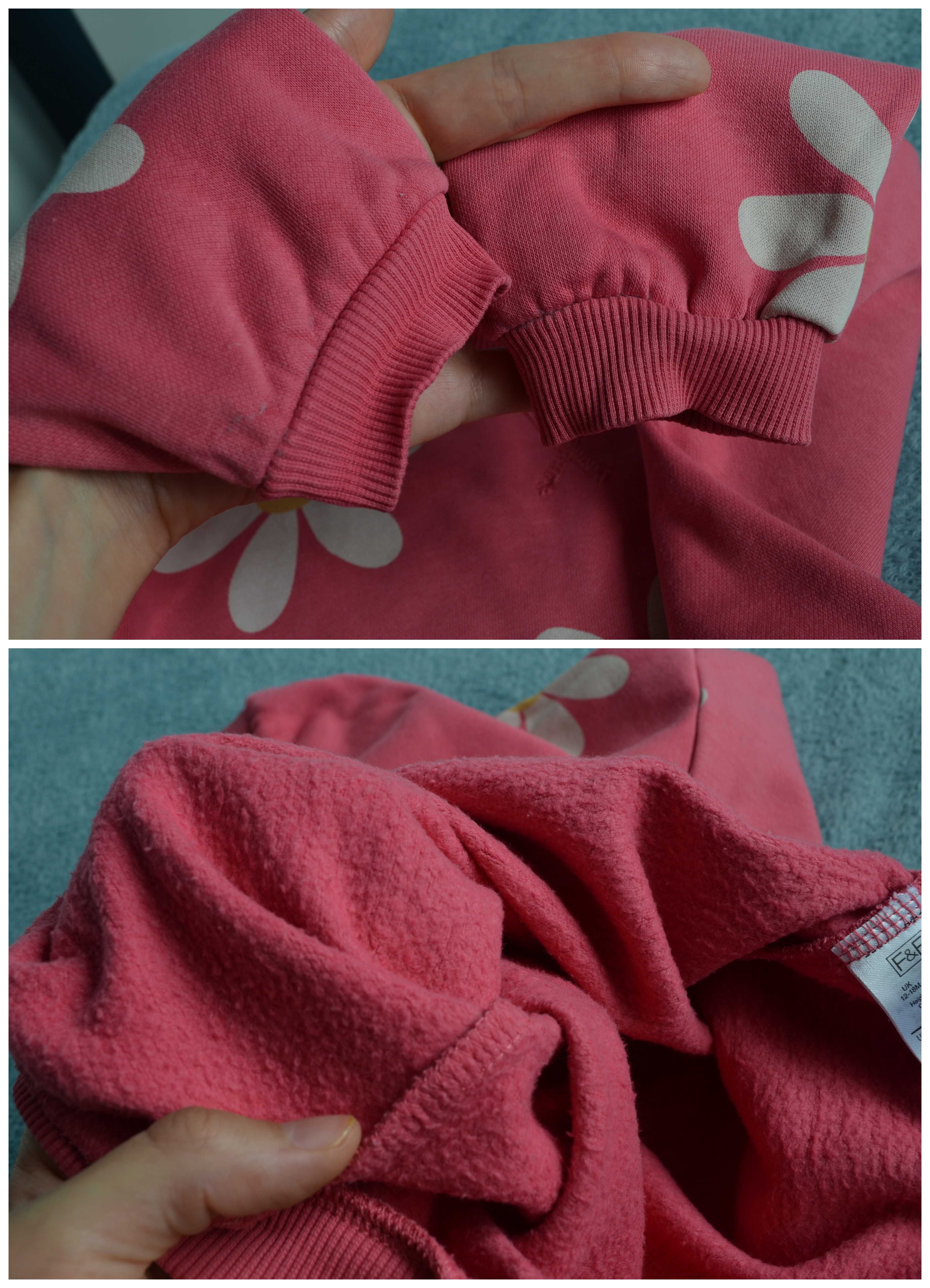 Bluza niemowleca F&F 86 (12-18m) rozowa w stokrotki + bluza miś 86/92