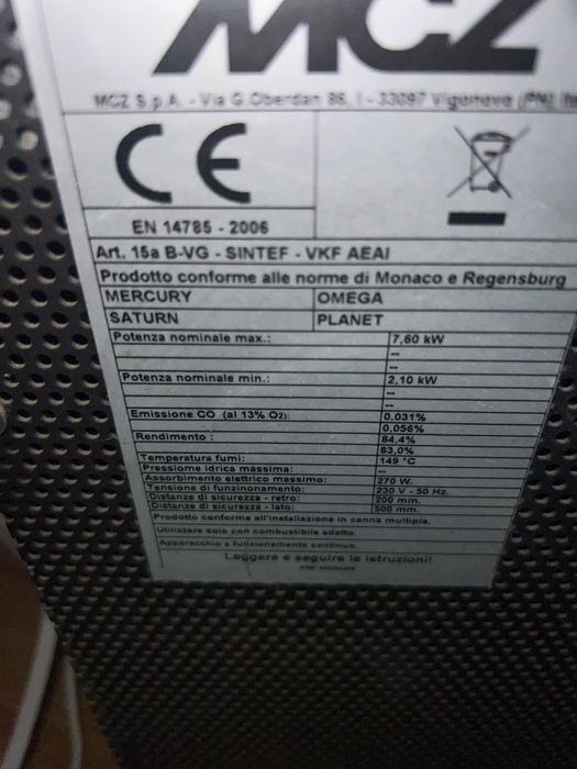 Salamandra MCZ a pelletes