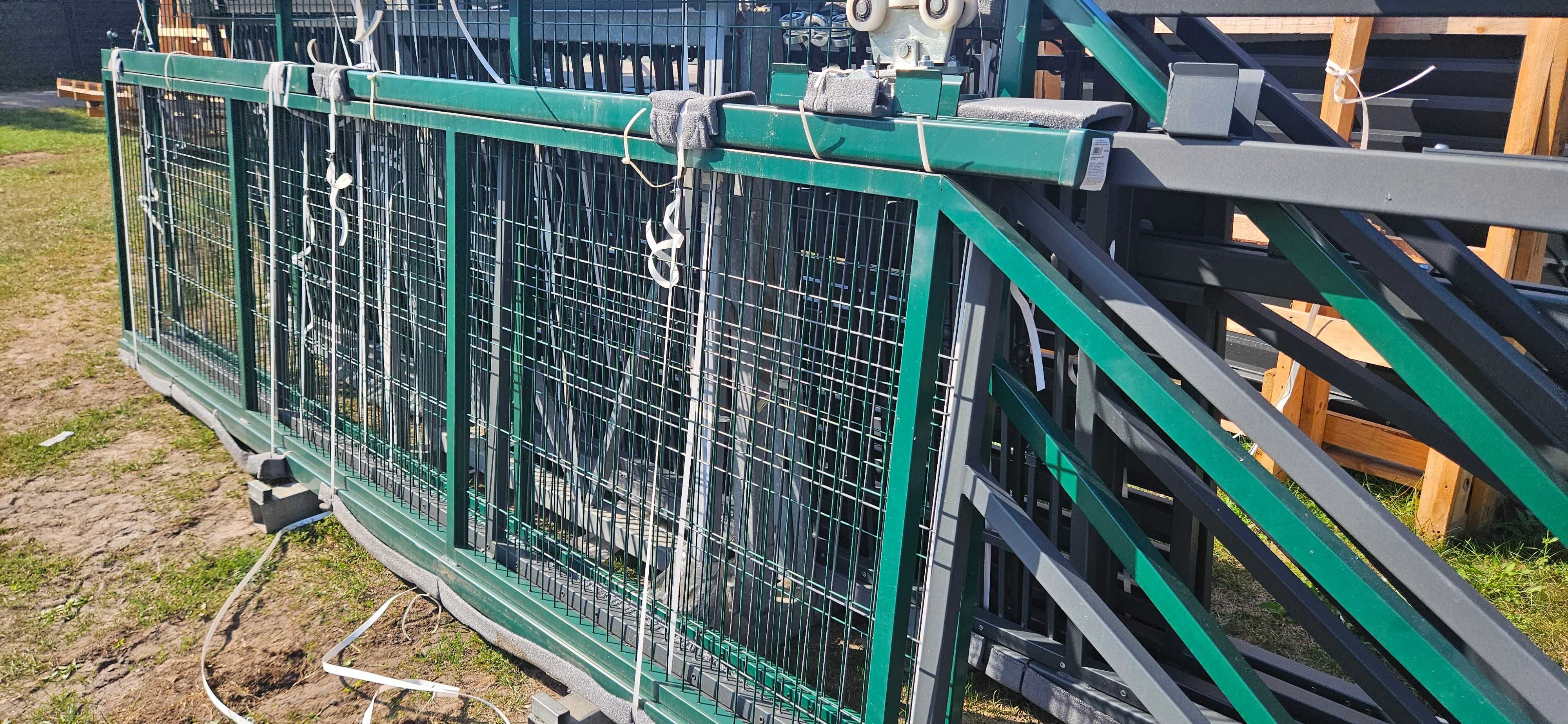 Brama Przesuwna panelowa lewa prawa 4m 400x120 zielona ocynk KOMPLETNA