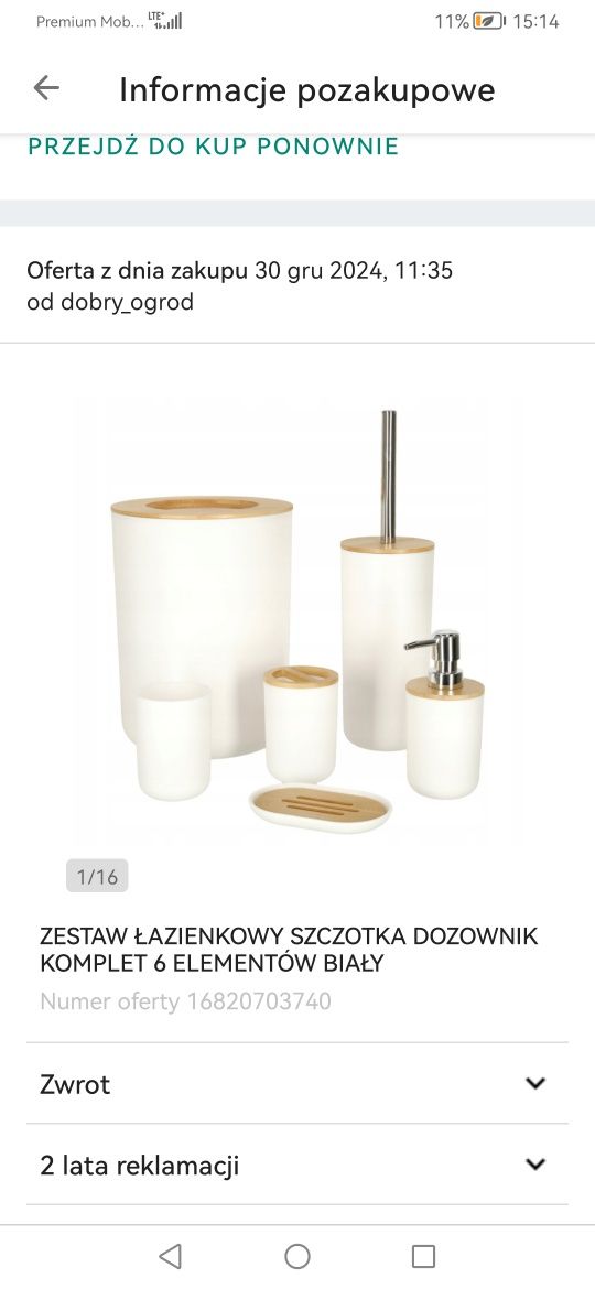 Komplet zestaw łazienkowy biały 6 elementów