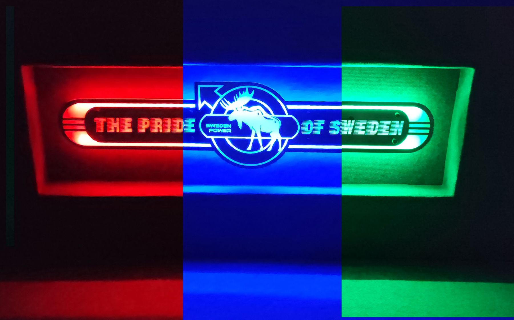 Volvo Lustro LED  na tylną ścianę, nad łóżko Pride of Sweden V02-RGB