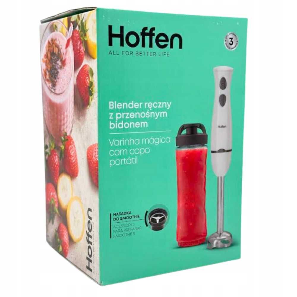 HOFFEN Blender ręczny z przenośnym bidonem 400 W nowy