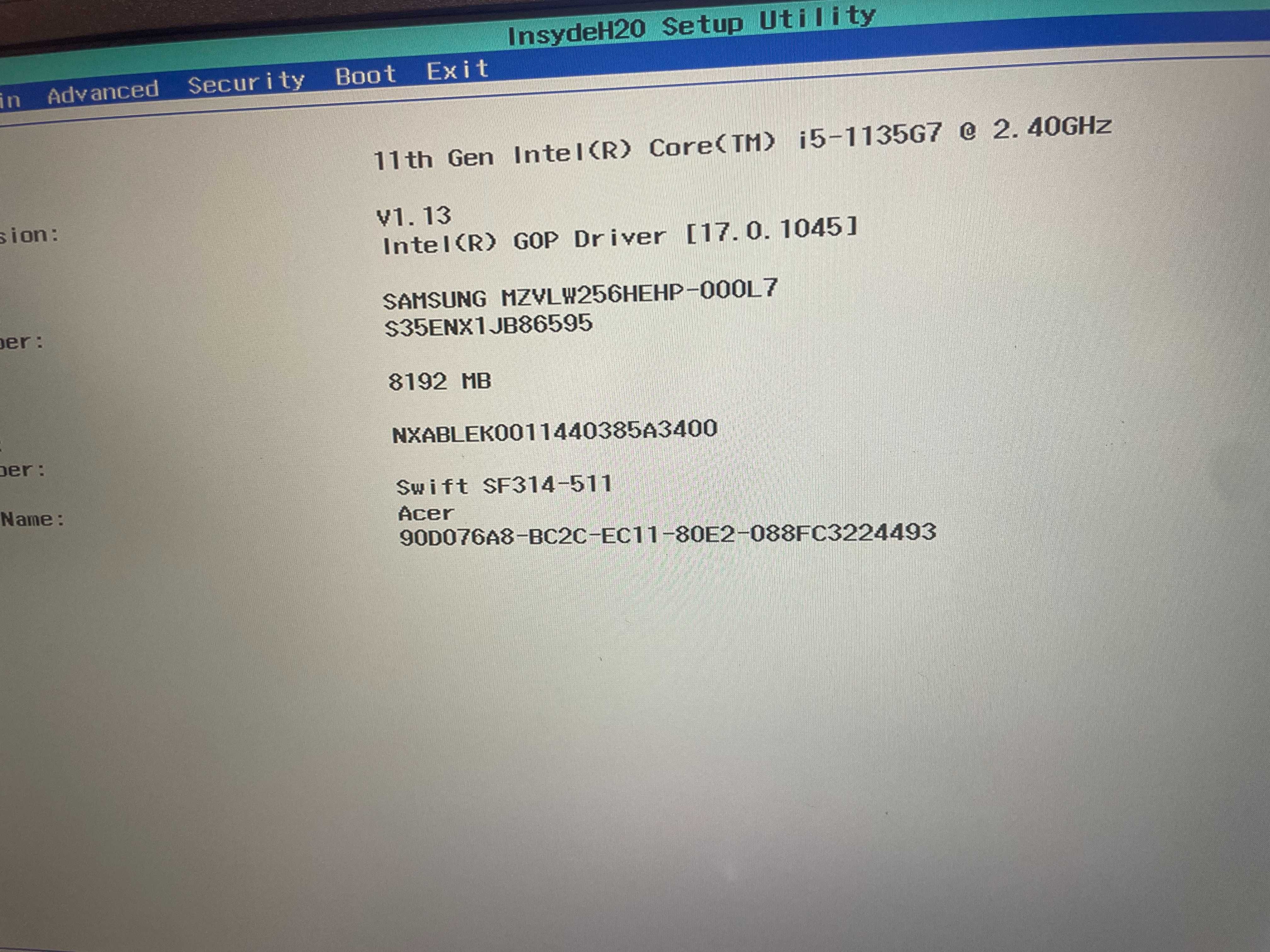 Acer Swift 3 SF314-511, i5-1135G7, 8gb, 256ssd