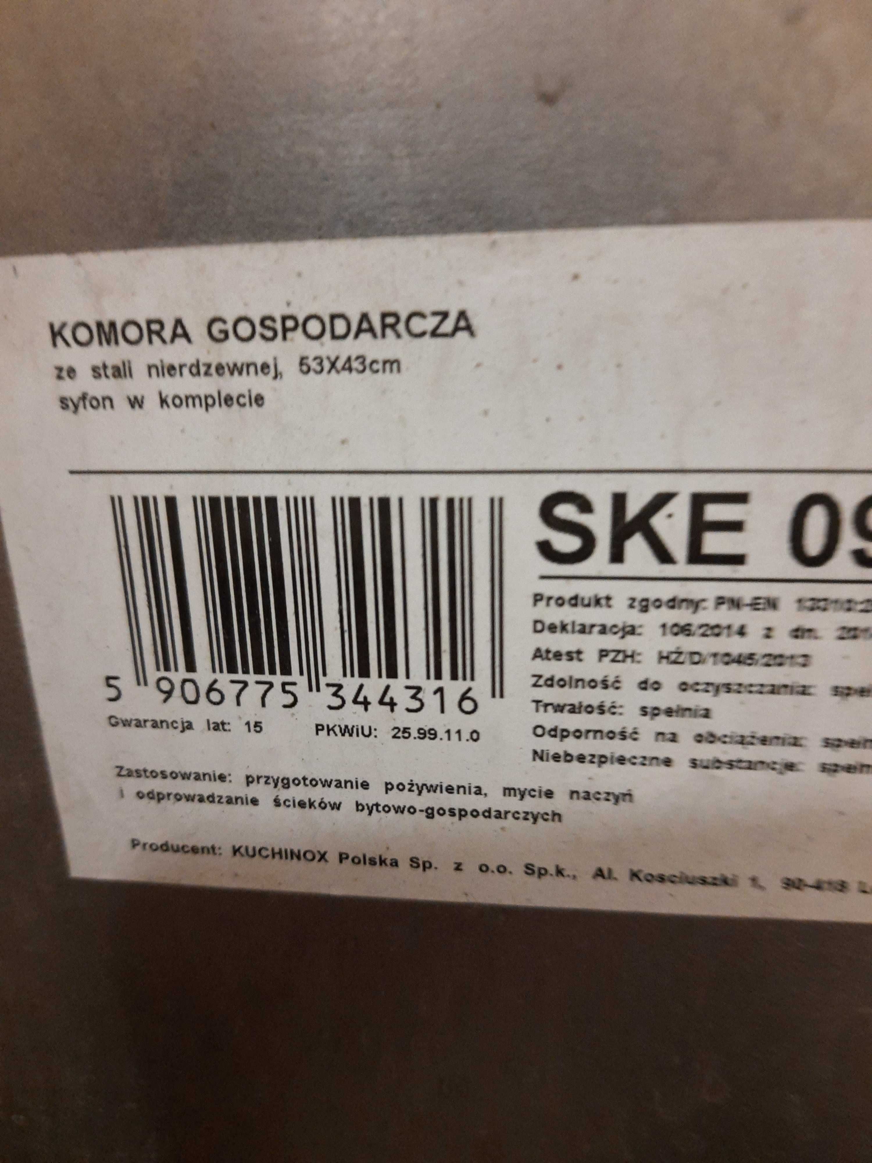 Komora zlewozmywak gospodarczy-53x43-ze stali nierdzewnej.