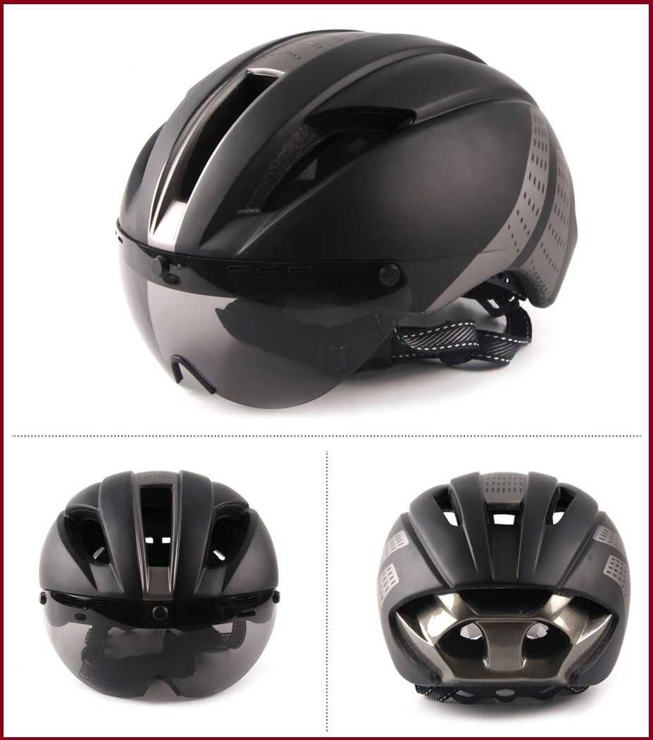 Kask Rowerowy Czasowy Roz L 57-61cm Z Szybką Triathlonowy Casco